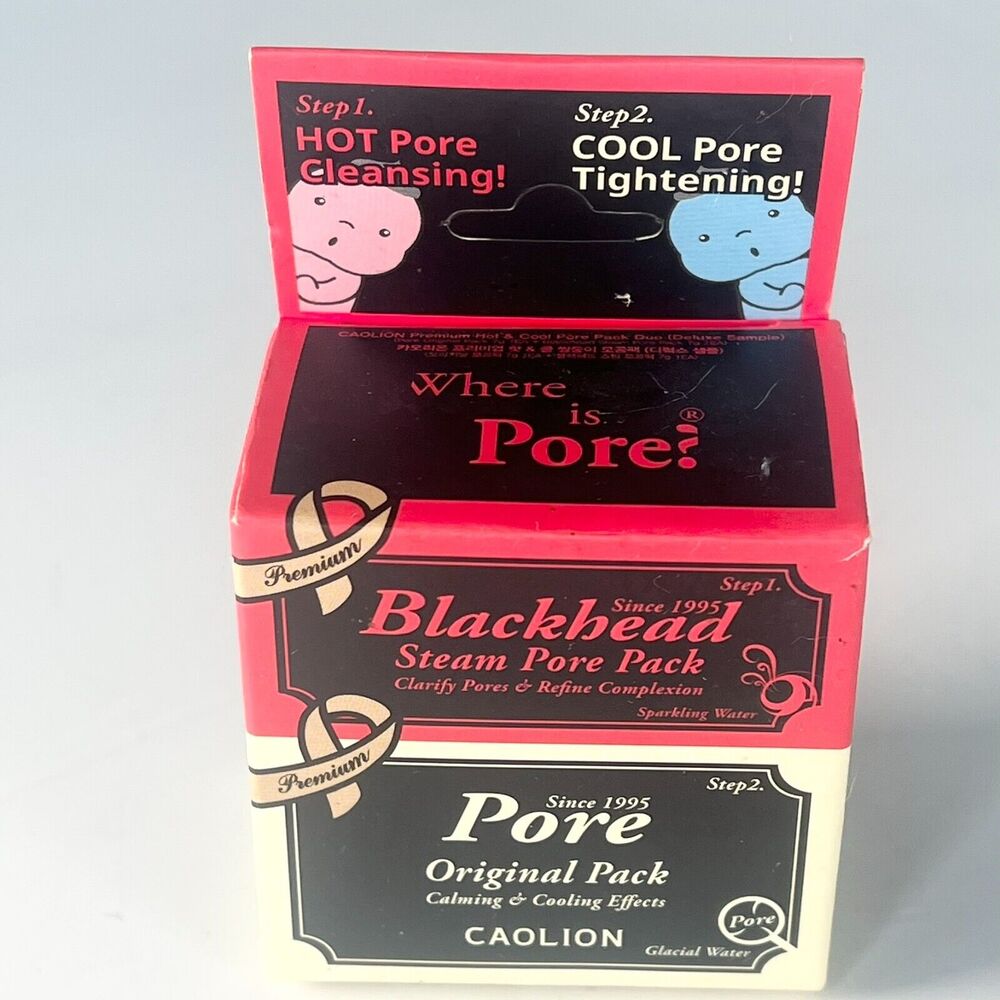 Caolion Where is Pore? Hot Cleansing + Cool Tightening Mask Duo Travel 7g ea New